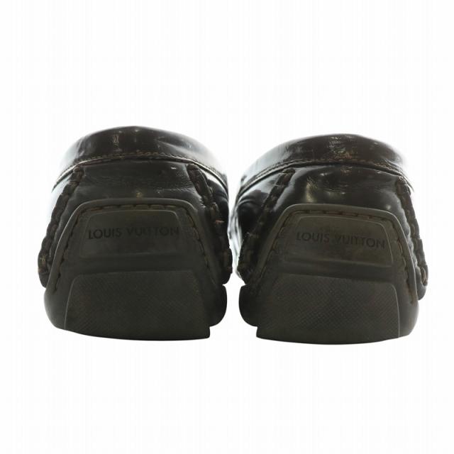 【中古】LOUIS VUITTON ドライビングシューズ ローファー エナメル スクエアトゥ モノグラム ロゴ 36.5 23.5cm 茶色