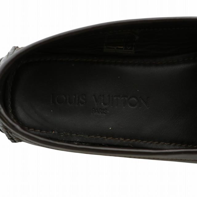 【中古】LOUIS VUITTON ドライビングシューズ ローファー エナメル スクエアトゥ モノグラム ロゴ 36.5 23.5cm 茶色