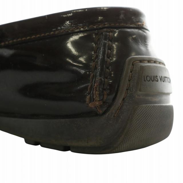 【中古】LOUIS VUITTON ドライビングシューズ ローファー エナメル スクエアトゥ モノグラム ロゴ 36.5 23.5cm 茶色