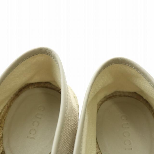 【中古】GUCCI スリッポン キャンバス レザー エスパドリーユ ラウンドトゥ GG柄 総柄 36.5 23.5cm ベージュ 466902