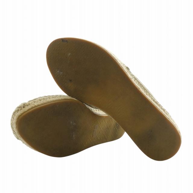 【中古】GUCCI スリッポン キャンバス レザー エスパドリーユ ラウンドトゥ GG柄 総柄 36.5 23.5cm ベージュ 466902