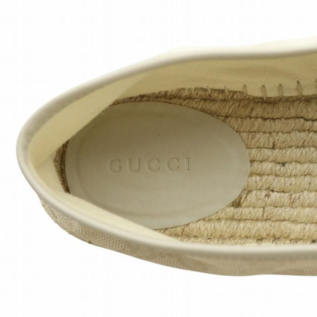 【中古】GUCCI スリッポン キャンバス レザー エスパドリーユ ラウンドトゥ GG柄 総柄 36.5 23.5cm ベージュ 466902