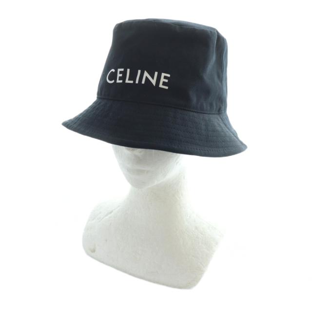 CELINE♦︎バケットハット S ギャバジンコットン ロゴ入りホワイト CELINE バケットハット CELINE♦︎バケットハット S ギャバジン