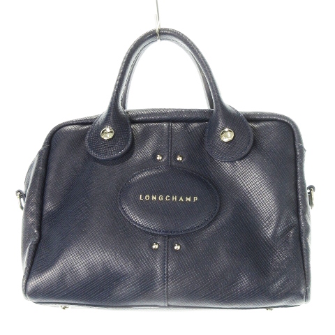 【中古】ロンシャン LONGCHAMP クアドリ ハンドバッグ 2way ショルダーバッグ レザー 革 ロゴ 紺 ネイビー /CK20