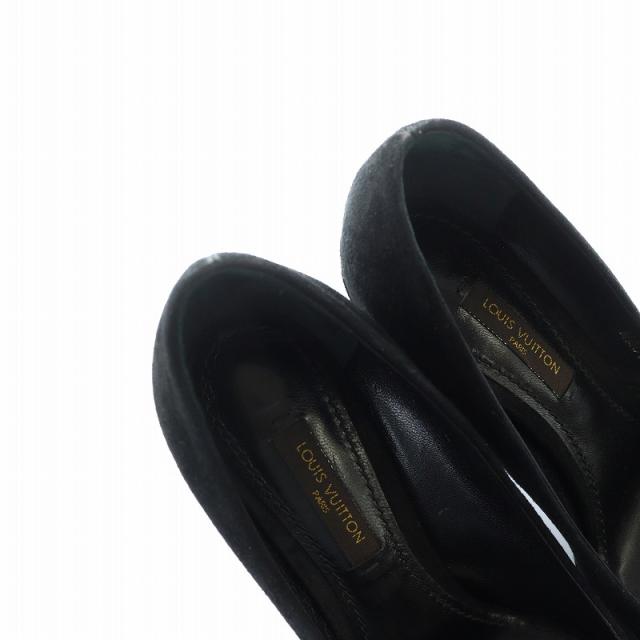 【中古】ルイヴィトン LOUIS VUITTON パンプス スエード ロゴ タッセル ポインテッドトゥ ハイヒール 22.5cm 黒