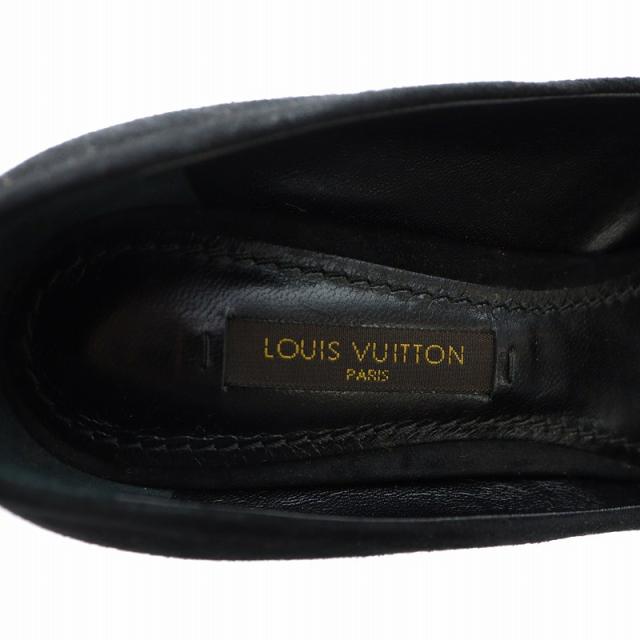 【中古】ルイヴィトン LOUIS VUITTON パンプス スエード ロゴ タッセル ポインテッドトゥ ハイヒール 22.5cm 黒