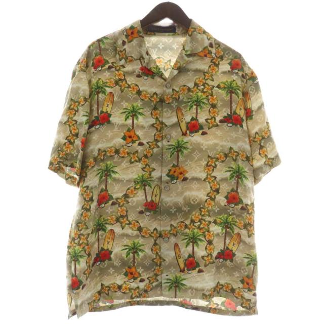 【中古】ルイヴィトン LOUIS VUITTON 24AW モノグラム ショートスリーブ シルク 半袖 アロハ シャツ 花柄 総柄 S