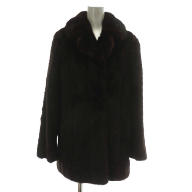 【中古】ノーブランド ファーコート アウター 毛皮 ミンク ミドル 11 L 茶色 ブラウン /XZ ■GY11 レディース