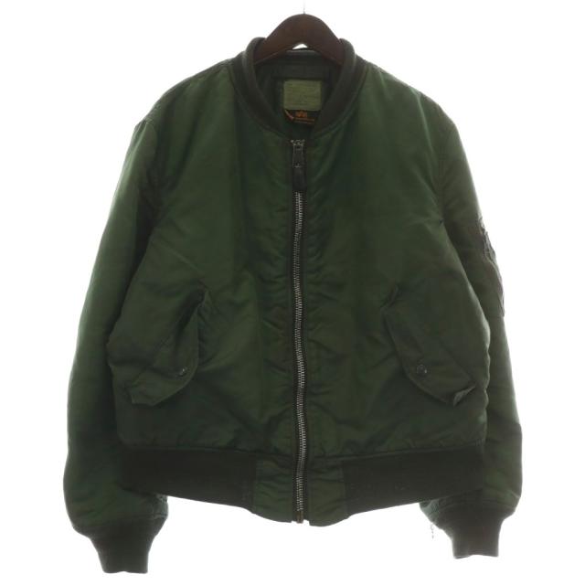 【中古】ALPHA INDUSTRIES USA製 90s MA-1 フライトジャケット ブルゾン ナイロン 中綿 L カーキ MIL-J-82790J(USAF) 中古】ALPHA INDUSTRIES USA製 90s MA-1 フライトジャケット ブルゾン