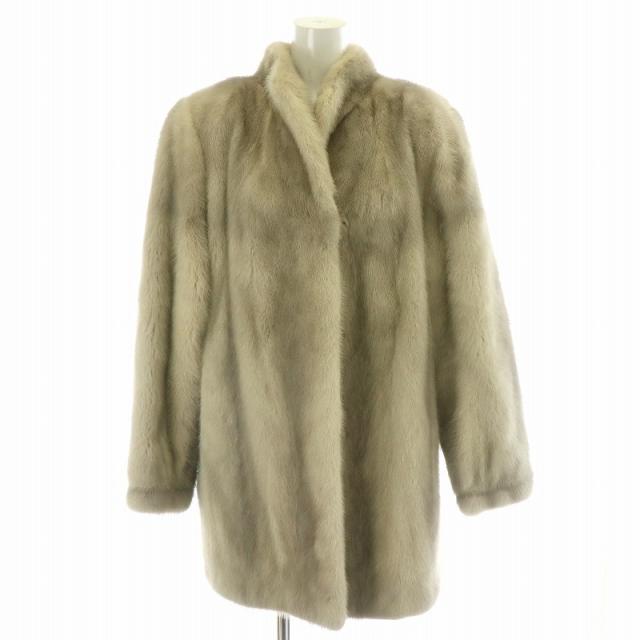 【中古】アメリカンファーアワーズ AMERICAN FUR AWARDS 4つ星 ファーコート ロング サファイアミンク 毛皮 F 灰