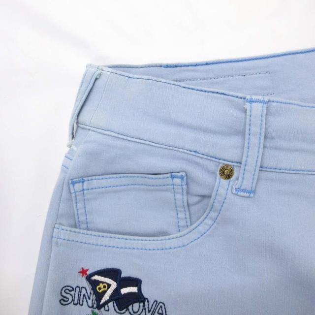 SINA COVA シナコバ、新品、ボトムス:ブルー サイズ/92 中古シナコバ SINA COVA ストレッチパンツ 刺繍 ストレート