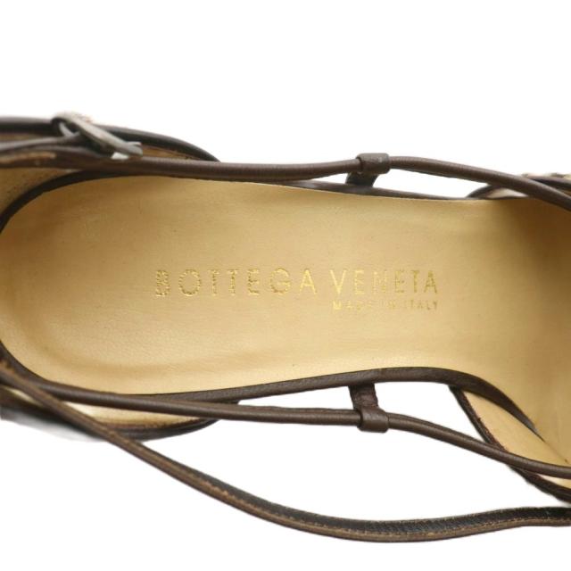 【中古】BOTTEGA VENETA サンダル パンプス ハラコ レザー ラウンドトゥ ヒョウ柄 レオパード 37 23.5cm 茶色