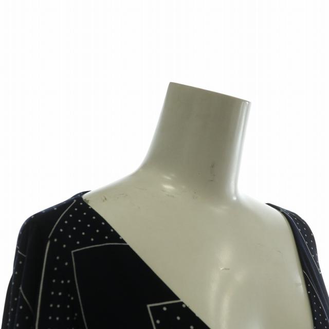 【中古】LAUREN RALPH LAUREN ワンピース 半袖 ロング 水玉 ドット柄 総柄 Vネック ベルト 0 XS 紺 白 中古】LAUREN RALPH LAUREN ワンピース 半袖 ロング 水玉 ドット柄 総