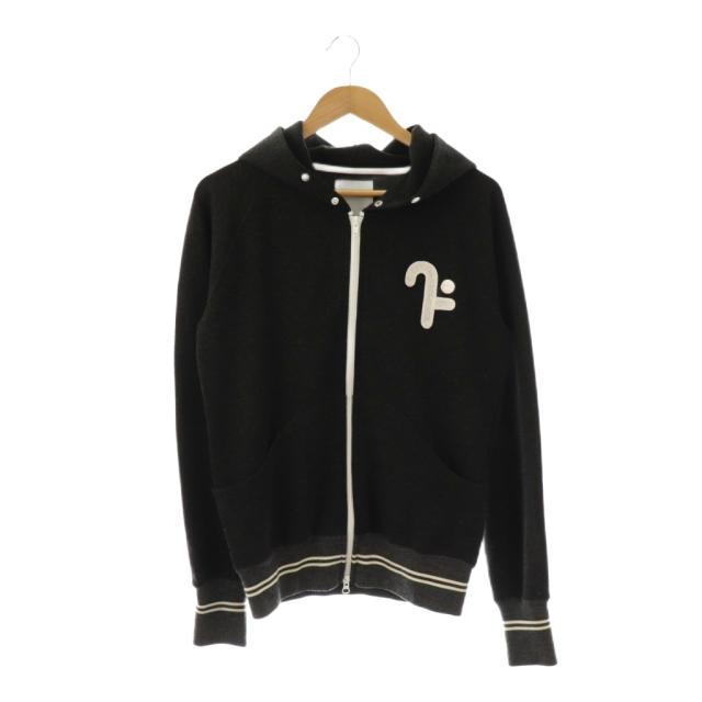 ナリフリ narifuri パーカー スウェット ジップアップ ワッペン 指穴 藍染め 紺 ネイビー ゴールド金具 コットン M 上着 メンズ ナリフリ フランネルニットZIPパーカー narifuri ユニセックス メンズ