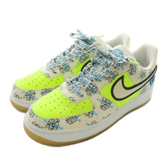 【中古】NIKE World Wide Pack Air Force 1 Low White KATAKANA スニーカー US12.5 30.5cm ベージュ 水色 DA1343-117