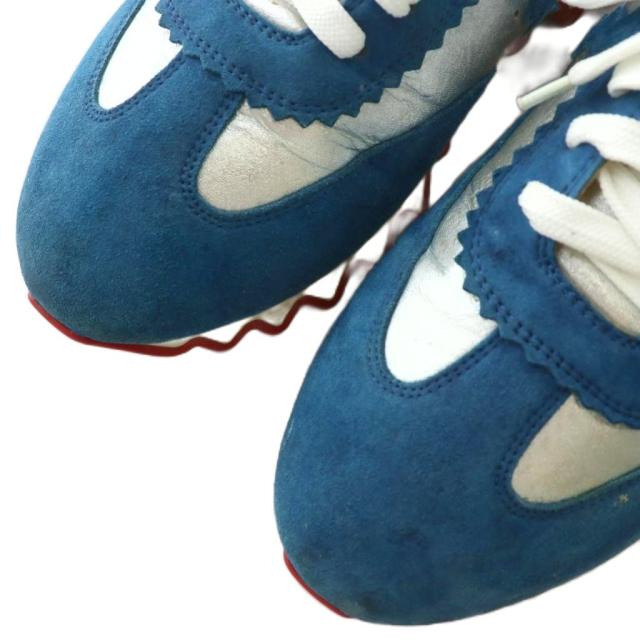 【中古】Christian louboutin ルビシャーク スニーカー スエード メタリックレザー 厚底 41.5 26.5cm 青 シルバー色