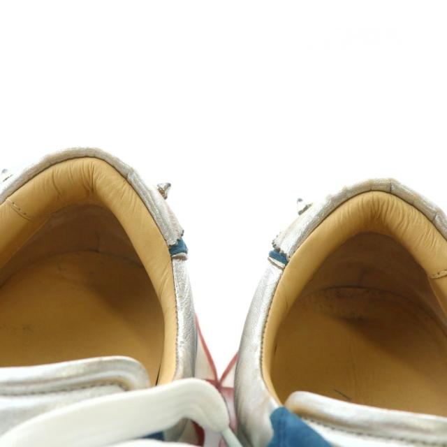 【中古】Christian louboutin ルビシャーク スニーカー スエード メタリックレザー 厚底 41.5 26.5cm 青 シルバー色