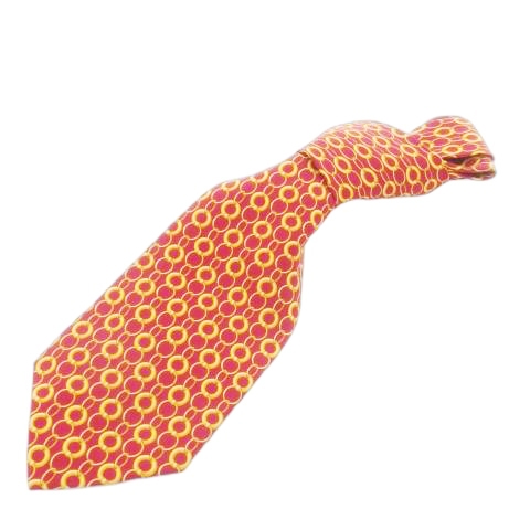 中古】グッチ GUCCI ネクタイ ワイド シルク 絹 チェーン柄 総柄 赤