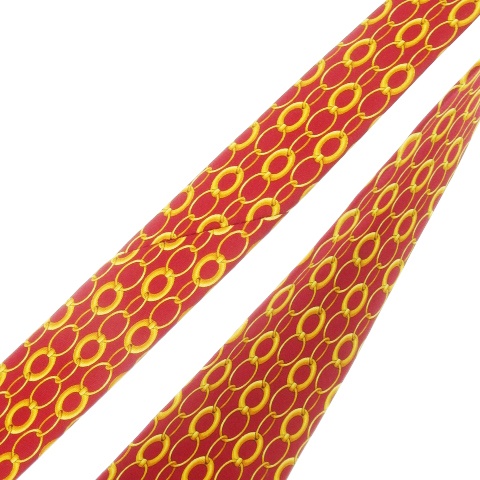 中古】グッチ GUCCI ネクタイ ワイド シルク 絹 チェーン柄 総柄 赤