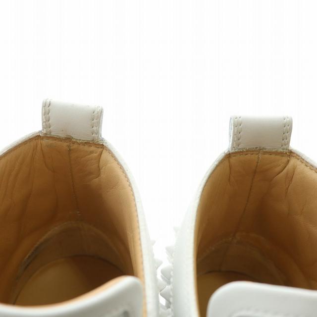 【中古】Christian louboutin スニーカー レザー ハイカット スパイクスタッズ ロゴ 42.5 27.5cm 白