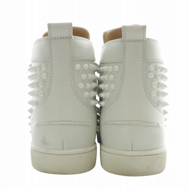 【中古】Christian louboutin スニーカー レザー ハイカット スパイクスタッズ ロゴ 42.5 27.5cm 白