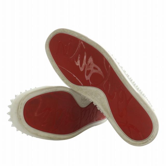 【中古】Christian louboutin スニーカー レザー ハイカット スパイクスタッズ ロゴ 42.5 27.5cm 白