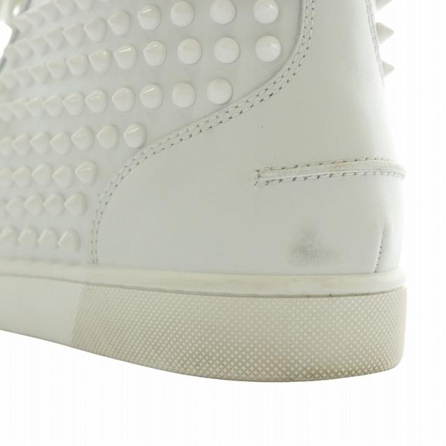 【中古】Christian louboutin スニーカー レザー ハイカット スパイクスタッズ ロゴ 42.5 27.5cm 白
