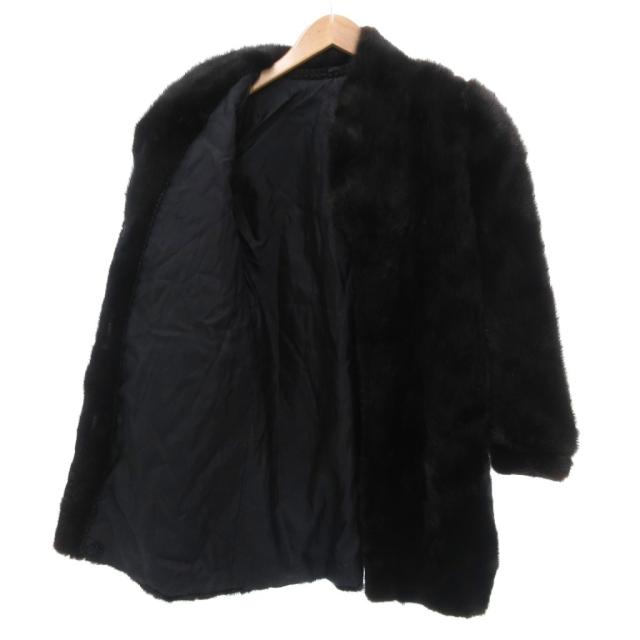 【中古】ノーブランド ファーコート ミドル丈 ミンク 毛皮 11 黒 ブラック /JS ■GY18 レディース 中古】ノーブランド ファーコート ミドル丈 ミンク 毛皮 11 黒