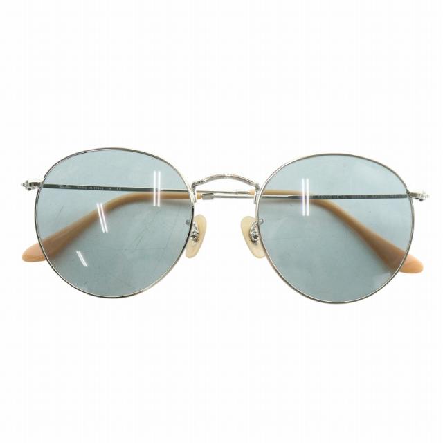 【中古】RAY BAN ROUND L 眼鏡 サングラス メタルフレーム カラーレンズ ラウンド 53□21-145 シルバー色 RB3447