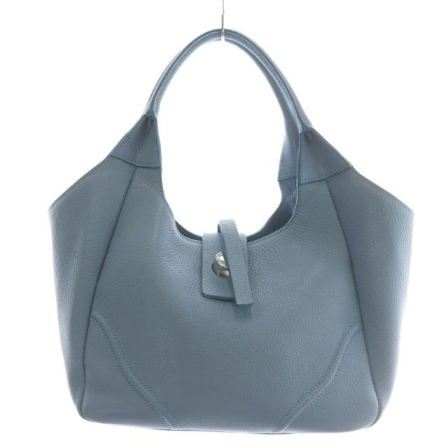 【中古】マウロゴヴェルナ MAURO GOVERNA トートバッグ ハンドバッグ レザー シルバー金具 水色 ライトブルー