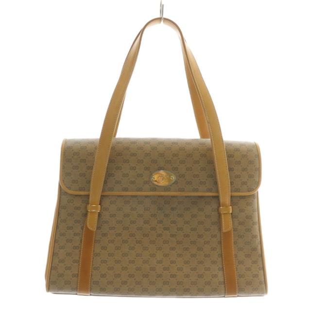 【中古】GUCCI オールドグッチ マイクロ GG プラス ハンドバッグ トート インターロッキング ゴールド金具 PVC レザー