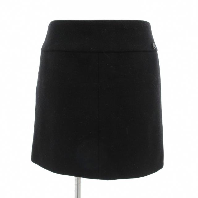 【中古】シャネル CHANEL スカート ひざ丈 メルトン ウール 36 黒 ブラック P51908V38603 /UO ■GY17 レディース