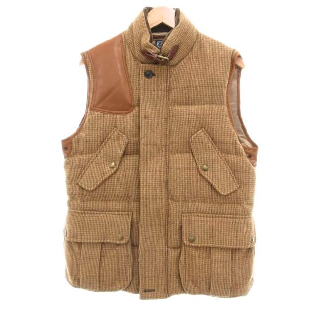 【中古】ポロ バイ ラルフローレン Polo by Ralph Lauren 90s ヴィンテージ ダウンベスト ツイード レザー切替 M