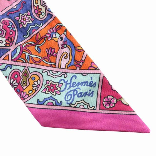 中古】HERMES スカーフ ツイリー シルク 花咲く鳥たちの国で Flowers