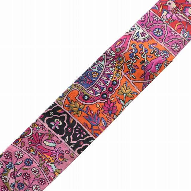 中古】HERMES スカーフ ツイリー シルク 花咲く鳥たちの国で Flowers