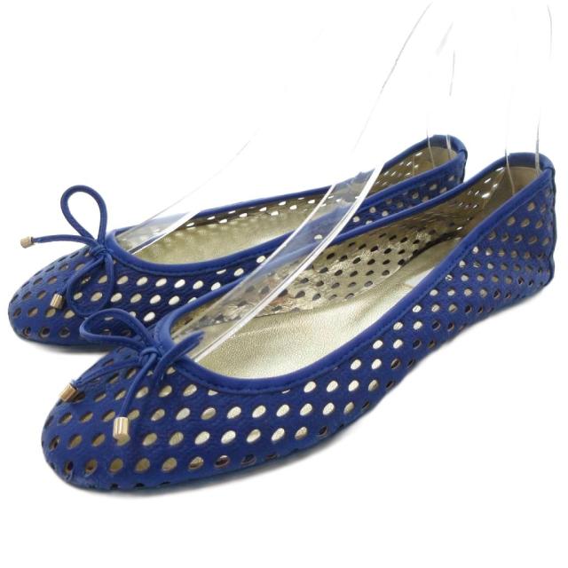 【中古】ジミーチュウ JIMMY CHOO パンプス フラットシューズ パンチング レザー 青 ブルー /AE ■GY17 レディース