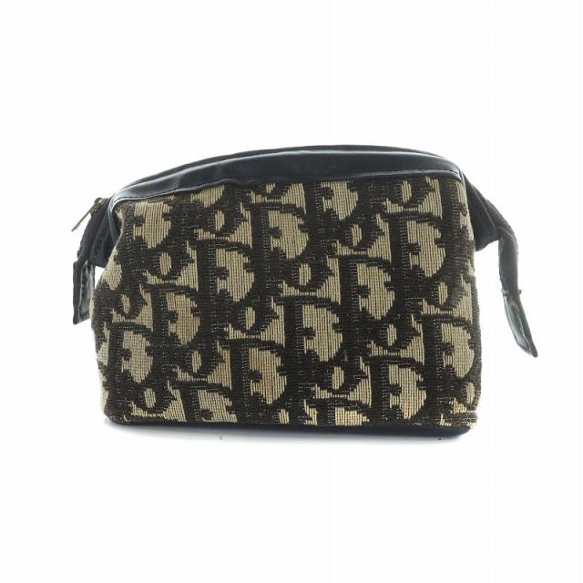 【中古】クリスチャンディオール Christian Dior トロッター ポーチ 小物入れ キャンバス レザー 総柄 ロゴ ベージュ