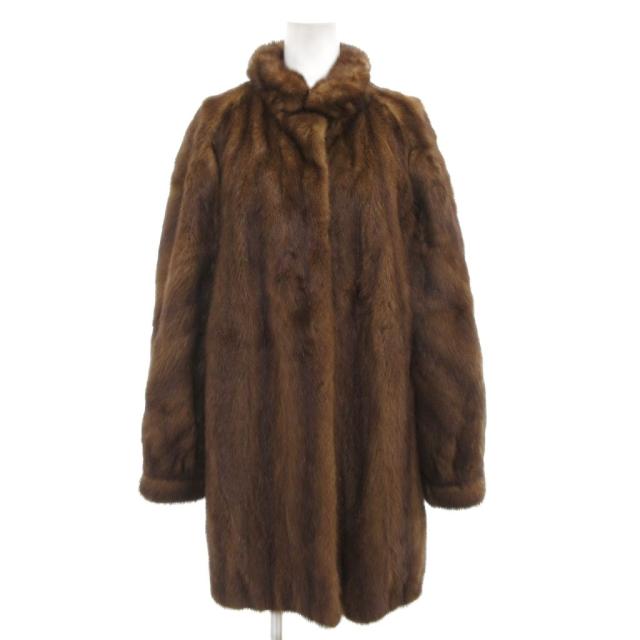 ブラウン 毛皮コート サイズ15 ファーコート ミンク 毛皮 ハーフ丈 15