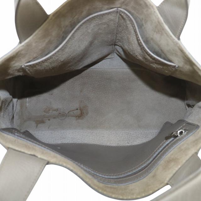 【中古】ヒロフ HIROFU ヴィータ トートバッグ ハンド レザー オープントップ ロゴ 型押し グレー 中古】ヒロフ HIROFU ヴィータ トートバッグ ハンド レザー オープン