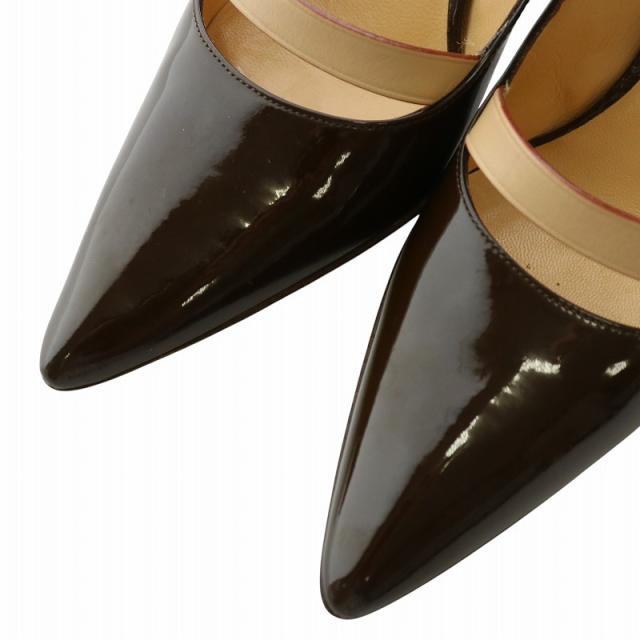 【中古】ルイヴィトン LOUIS VUITTON パンプス エナメル ポインテッドトゥ ハイヒール ストラップ 34M 21.5cm 茶色