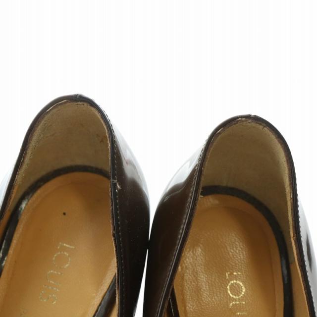 【中古】ルイヴィトン LOUIS VUITTON パンプス エナメル ポインテッドトゥ ハイヒール ストラップ 34M 21.5cm 茶色