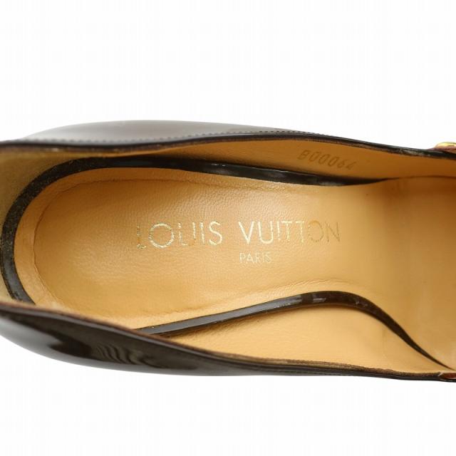 【中古】ルイヴィトン LOUIS VUITTON パンプス エナメル ポインテッドトゥ ハイヒール ストラップ 34M 21.5cm 茶色