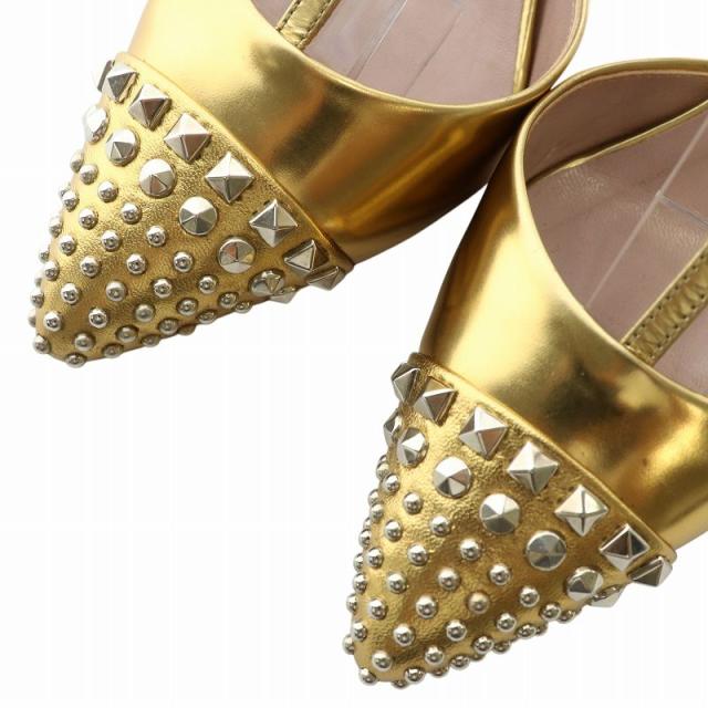 【中古】グッチ GUCCI パンプス レザー ポインテッドトゥ ハイヒール スタッズ ストラップ 34 21cm ゴールド色 中古】グッチ GUCCI パンプス レザー ポインテッドトゥ ハイヒール