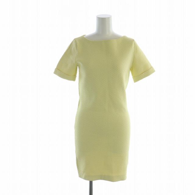 【中古】グッチ GUCCI ミドルワンピース 半袖 ラウンドネック ダイヤキルト XS 黄 イエロー ■GY17 /MQ レディース