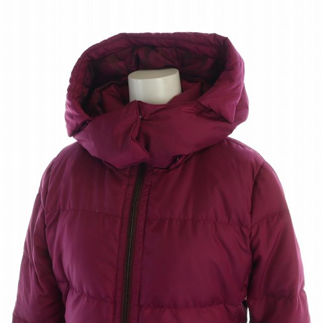 【中古】コーチ COACH ダウンコート ミドル ジップアップ フード ベルト付き 裏シグネチャー XS ピンク 紫 レディース 中古】コーチ COACH ダウンコート ミドル ジップアップ フード ベルト