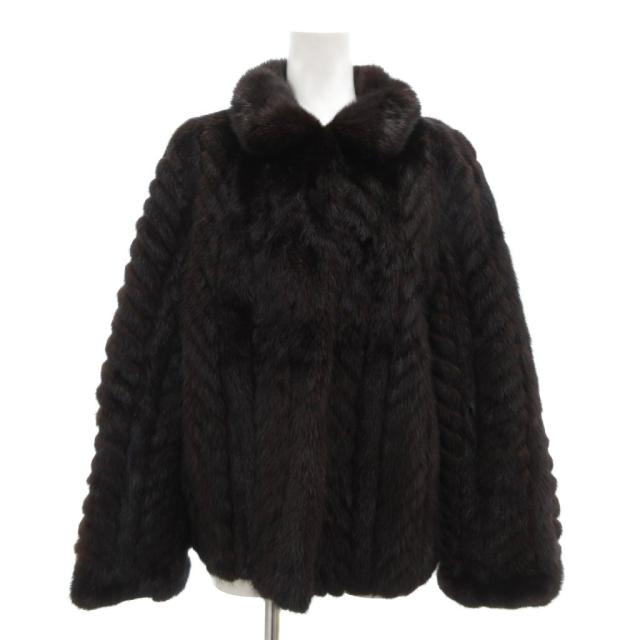 【中古】ローズムーン Rose moon MOONBAT ファーコート 毛皮 ミンクファー ショート丈 13 ダークブラウン