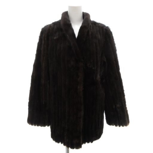 【中古】ノーブランド ファーコート 毛皮 ミンクファー ハーフ丈 38 ダークブラウン /AE ■GY18 レディース