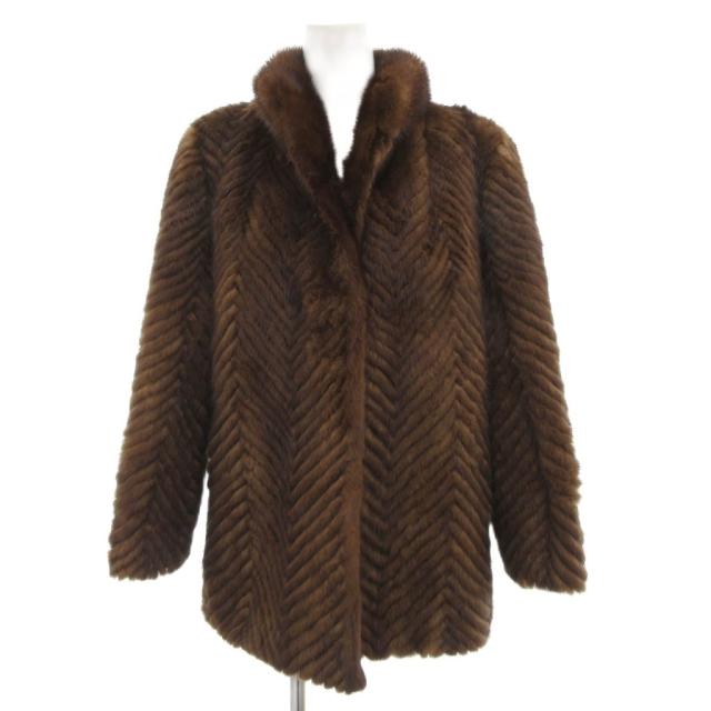 【中古】ノーブランド ファーコート 毛皮 ミンクファー ハーフ丈 11 ダークブラウン /AE ■GY18 レディース
