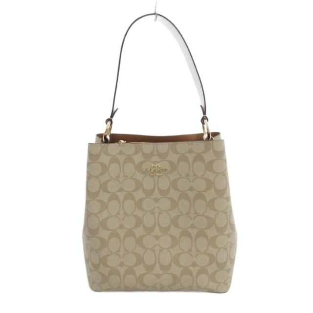 【中古】コーチ COACH シグネチャー ハンドバッグ ショルダー 2WAY PVC ベージュ 91512 /UO レディース