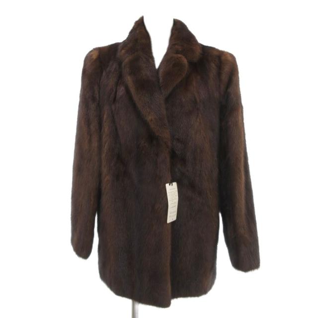 【中古】サガミンク SAGA MINK 銀サガ ファーコート ジャケット ミンク 毛皮 ハーフ 9 茶 ブラウン /JS ■GY18